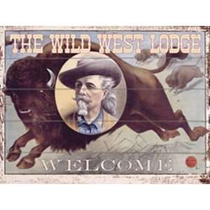  Wild West Lodge Vintage Wood Sign