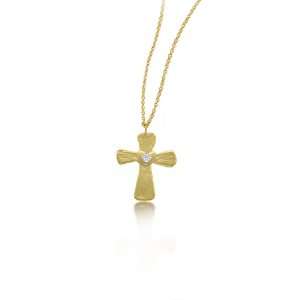 Meira T 14K Yellow Gold & Diamond Heart On Cross Necklace