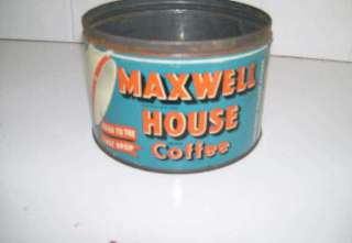 Maxwell House Coffee Tin, Orange, Blue, White, No Lid  