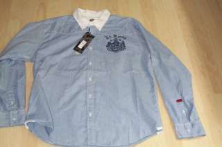 Ed Hardy mens button front dress shirt long sleeve blue  