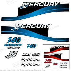Mercury 140hp Outboard Decal Kit Blue or Red Available  