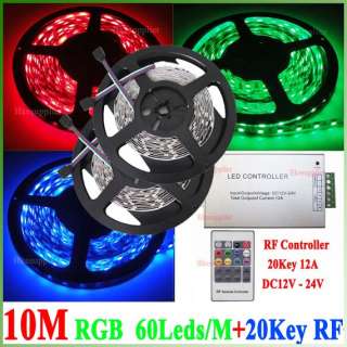 10M 60leds/M 5050 RGB SMD LED Strip + 20 Key RF+ Power  
