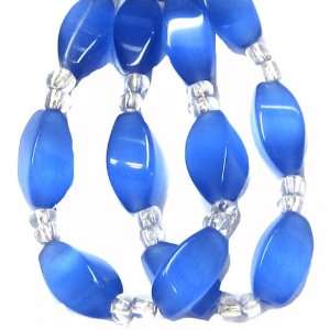  Bead Collection 40260 Glass Sapphire Cats Eye Twist Beads 