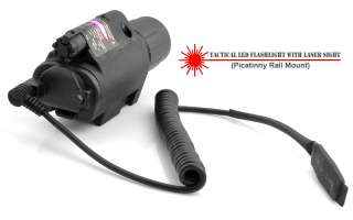 Tactical LED Flashlight with Red Laser Sight High accuracy Picatinny 