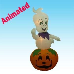   Inflatable Ghost on Pumpkin   Yard Blow Up Decoration