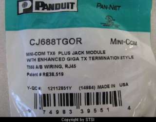 50) Panduit CJ688TGOR Cat6 Mini Com Jack, Orange ~STSI  