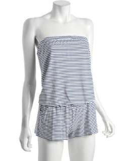 Shoshanna blue and white striped jersey cover up romper   up 