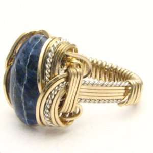Wire Wrapped Blue Sodalite Two Tone Sterling Silver/14kt Gold Filled 