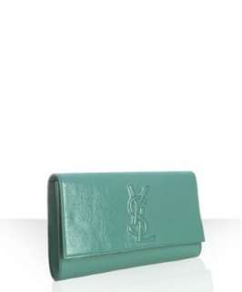 Yves Saint Laurent seafoam glazed leather Belle De Jour flap clutch 