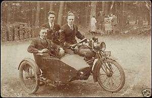 Motorcycle with Sidecar, Young Boys in Suit 1910s RPPC  