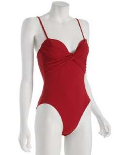 Red Carter red ruched twist front swimsuit  