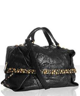 Kooba black leather India large studded satchel   