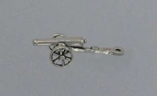 Sterling Silver 3 D Movable Gettysburg Cannon Charm, New  