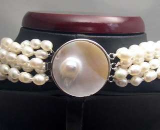 MULTI STRAND NECKLACE WITH PEARL&MOP SHELL FLOWER  