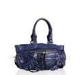 treesje electric blue ruched leather kingsley satchel