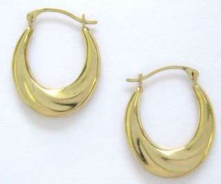 14K Real Yellow Gold Oval Hoop Earrings Hoops New 20mm New  