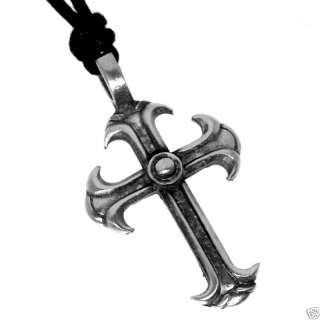 Silver PEWTER Christian CROSS Gothic Necklace PENDANT  