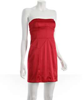 Laundry by Shelli Segal red sateen seamed strapless dress   up 
