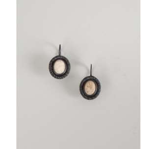 Bottega Veneta black silver and lava cameo portrait earrings
