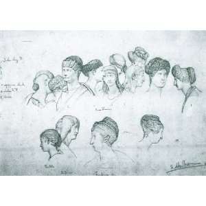  Sketch of hairstyles from ancient sculptures by Alma 