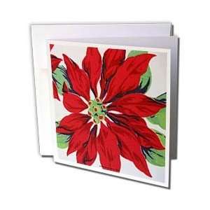  Designs Holidays Christmas   Retro 50s Large Red Poinsettia on White 