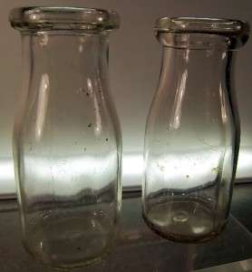 VINTAGE 1/2 PINT MILK BOTTLES NO NAME SET OF 2  