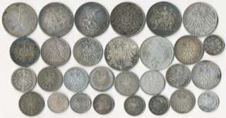 29 OLD SILVER GERMAN COINS (MOST CIRCA 1900) MUST SEE   