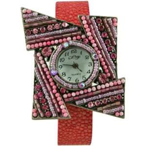 Fashion Watch with Swarovski Crystals / Genuine Stingray Leather Band