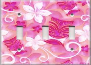 Light Switch Plate Cover   Tropical Tiki Floral   Pink  