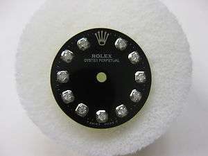 ROLEX LADIES OYSTER PERPETUAL DIAMOND DIAL SHINNY BLACK FOR STAINLESS 