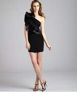 Notte by Marchesa black silk one shoulder dress style# 317694201