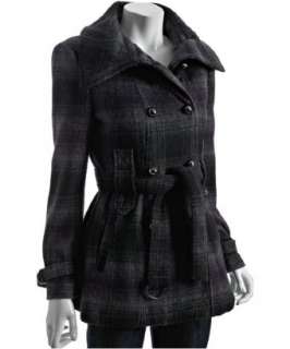 Miss Sixty purple plaid wool blend double breasted coat   up 