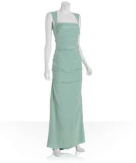 Nicole Miller sea blue stretch silk square neck gown   up to 