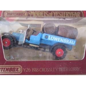 1918 Crossley Beer Lorry (Blue/tan Roof) Lowenbrau Logo Matchbox Model 