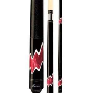 Black Lucasi Crimson and White Wave 58 Two Piece Pool Cue (18 21 oz 