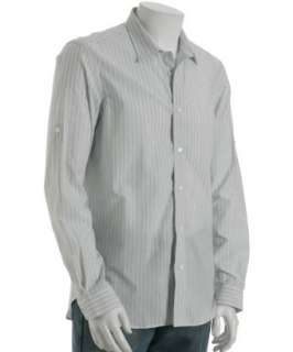 Ted Baker reef pinstripe Barrit cotton linen shirt   up to 