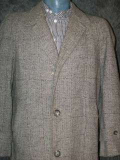 vtg 50s PENNYS TOWN CLAD WOOL FLECKED TOPCOAT COAT, XL  