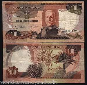   AFRICA 100 ESCUDOS P101 1972 PLANTS TREE PORTUGAL USED NOTE  