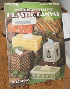 LEISURE ARTS PLASTIC CANVAS PATTERNS TISSUE BOX COVERS  