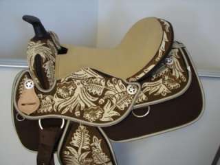 15 WESTERN SYNTHETIC BROWN TRAIL HORSE SADDLE 5PC SET  