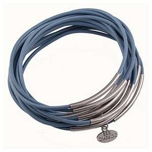     15 Strand Plain   Blue/Silver Multi Strand Bracelet Jewelry