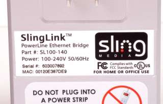 Slinglink Network Adapter Powerline Ethernet SL100 140  
