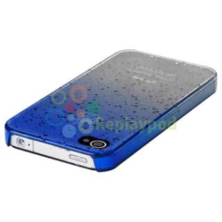   Blue Clear Waterdrop Hard Case Cover+PRIVACY FILTER for iPhone 4 G 4S