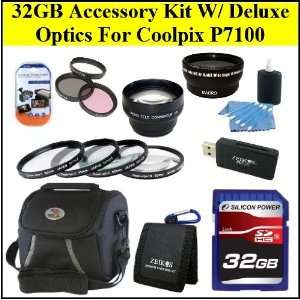  32GB Professional Accessory Kit For Nikon Coolpix P7100 