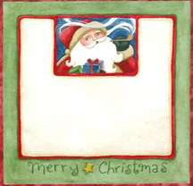 UP ON THE HOUSETOPS Santa Christmas 8 QUILT LABELS bl  