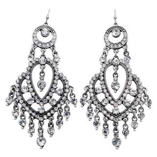 Crystal Pave Vintage Chandelier Luxury Earring Red L  