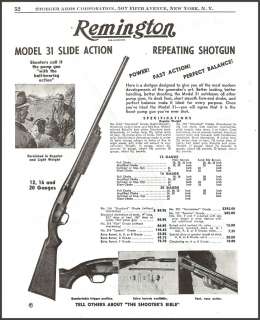 1951 REMINGTON Model 31 Slide Action SHOTGUN AD  