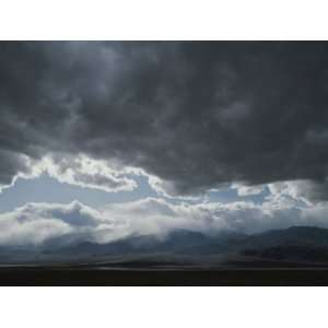 Storm Clouds Brew over the Panamint Range and Salt Pan in Death Valley 