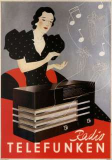 Vintage Advertising  Radio Telefunken   Germany 1935   24x36 Art on 
