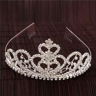 Charming Wedding Rhinestone Stacked Heart Crown Headband Tiara Fashion 